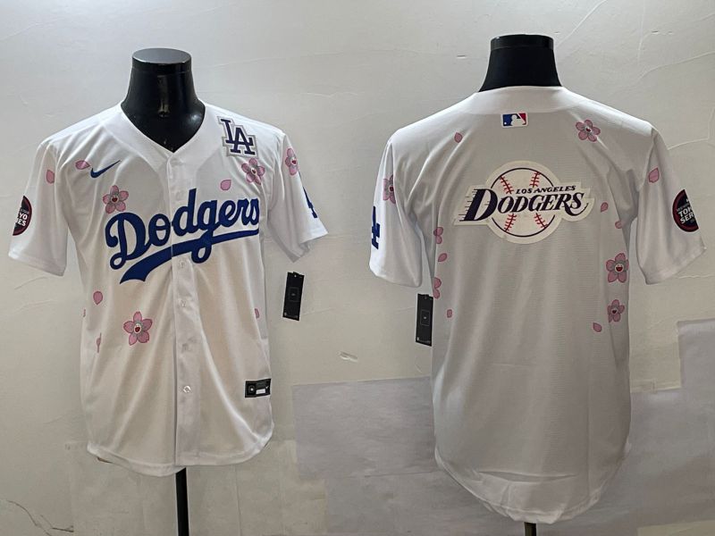 Men Los Angeles Dodgers Blank White Sakura Edition 2025 Nike MLB Jersey style 29->los angeles dodgers->MLB Jersey